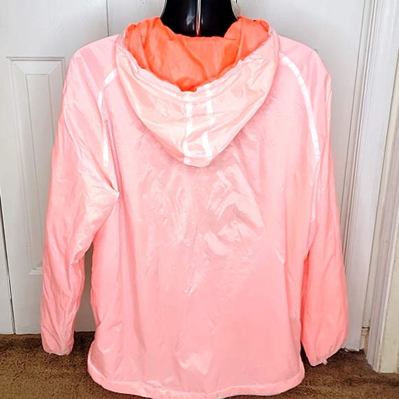 Bleecker & Mercer Full Zip Windbreaker Jacket Size Large Orange and White - Picture 6 of 7